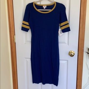 XS Julia LuLaRoe Dress, Blue and Yellow